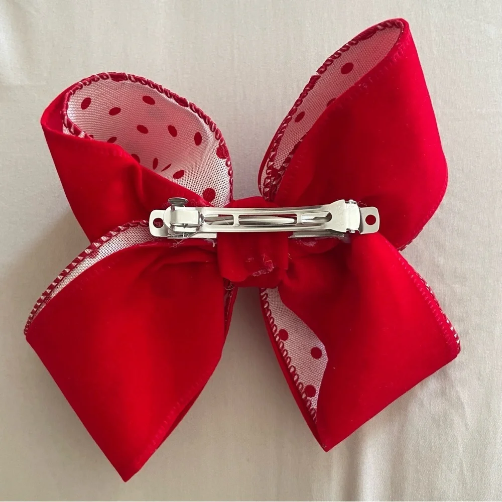 Handmade Red Bow with Pearls elegant polkadot valentines day feminine love chic